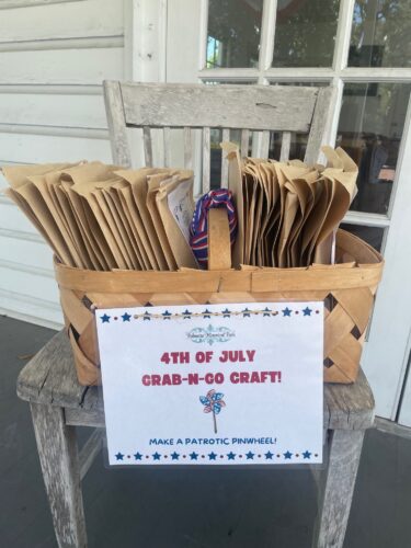 Grab-N-Go 4th of July Pinwheel Craft on Schoolhouse Porch at Palmetto Historical Park